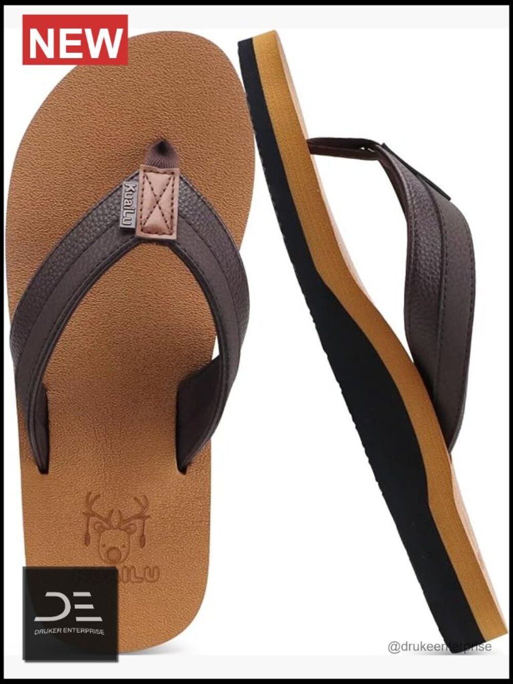 Men's Yoga Mat Memory Foam Leather Flip Flops Arch Support Casual Sandals